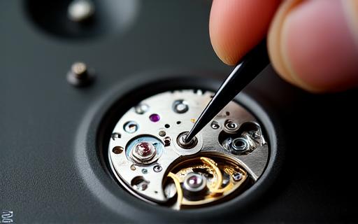 Makroaufnahme der Montage eines mechanischen Uhrwerks.